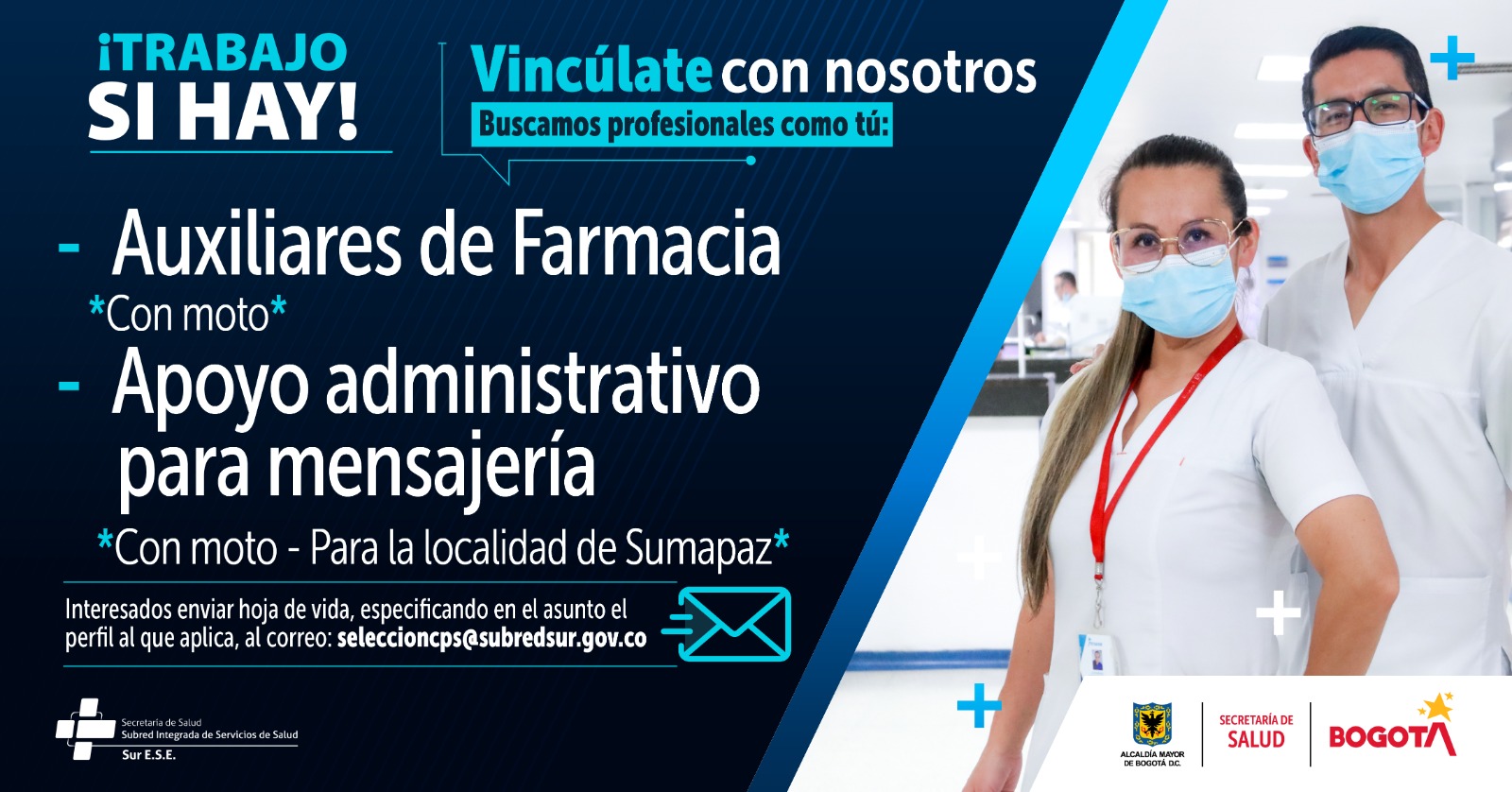 Vacante 4 - mayo 2024 - auxiliares farmacia y mensajero